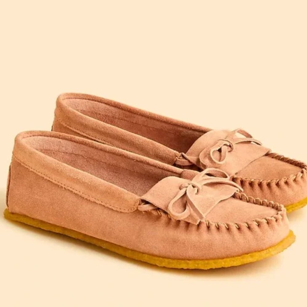 NWOT J. Crew Unlined Suede Loafers, 12, Dusky Pink